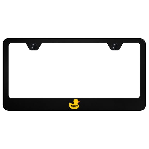 Jeep Duck License Plate Frame Logo on Black Polycarbonate