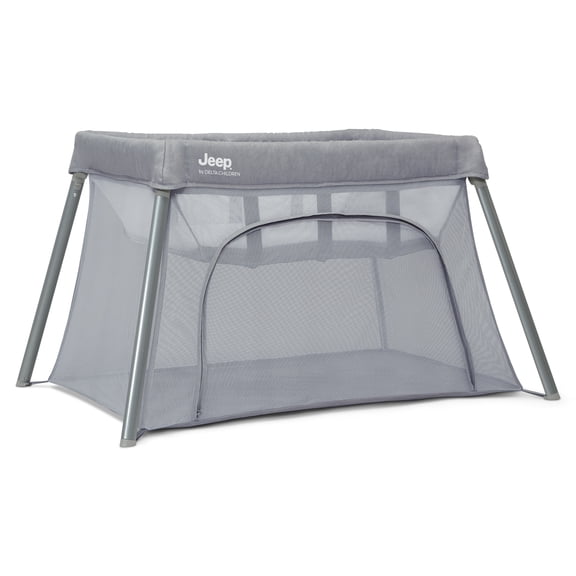Jeep Horizon Compact Travel 2-in-1 Play Yard and Bassinet, Light Gray
