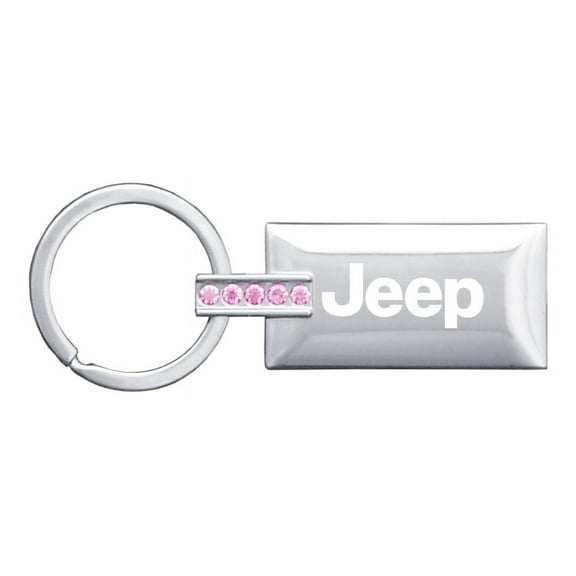 Jeep Jeweled Rectangular Key Ring (Pink)