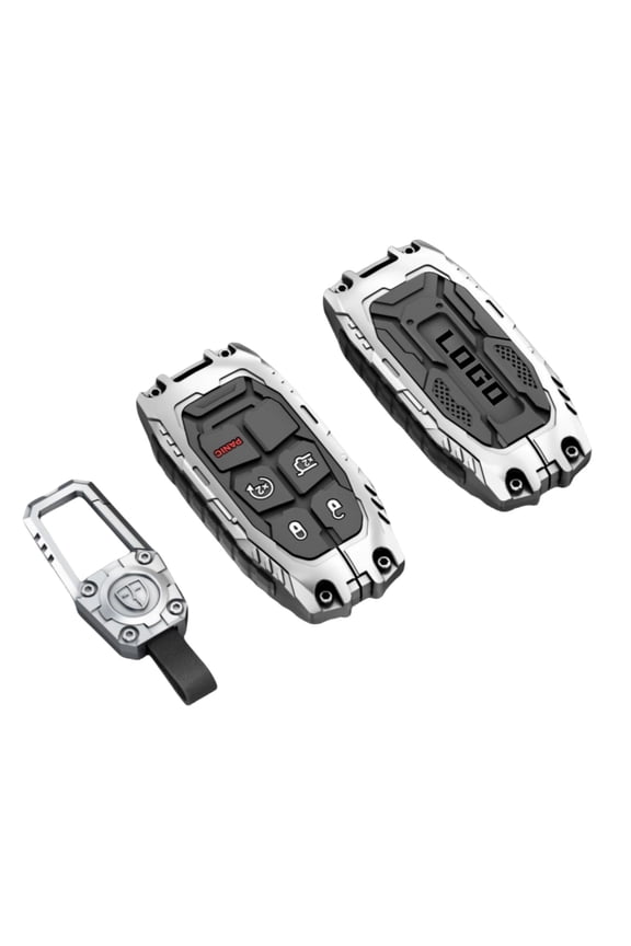 for Jeep Key Fob Cover with Keychain,Heavy Zinc Alloy Key Case Shell Full Protection for Grand Cherokee Renegade Chrysler 200 300 Dodge RAM Durango Challenger Journey Dart Compass Charger
