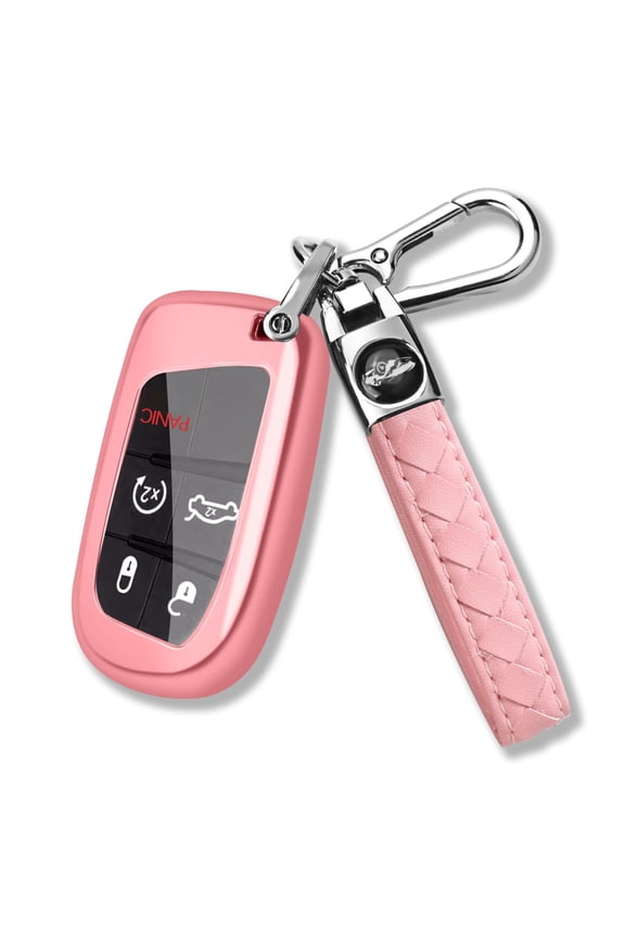 for Jeep Key Fob Cover with Keychain Soft TPU Protection Case Compatible with 2014-2023 Grand Cherokee Chrysler Renegade Compass High Altitude Latitude Limited Trailhawk Upland