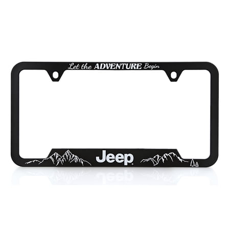 Jeep Let the Adventure Begin wordmark Black Plastic License Frame Holder