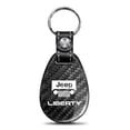 thumbnail image 1 of Jeep Liberty Real Black Carbon Fiber with Leather Strap Large Tear Drop Key Chain, 1 of 5