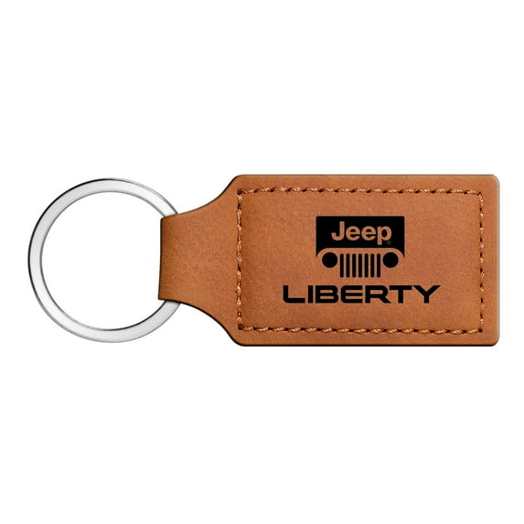 Jeep Liberty Rectangular Brown Leather Key Chain