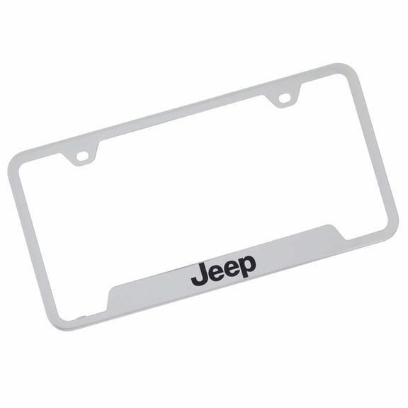 Jeep License Plate Frame - Laser Etched Cut-Out Frame - Stainless Steel