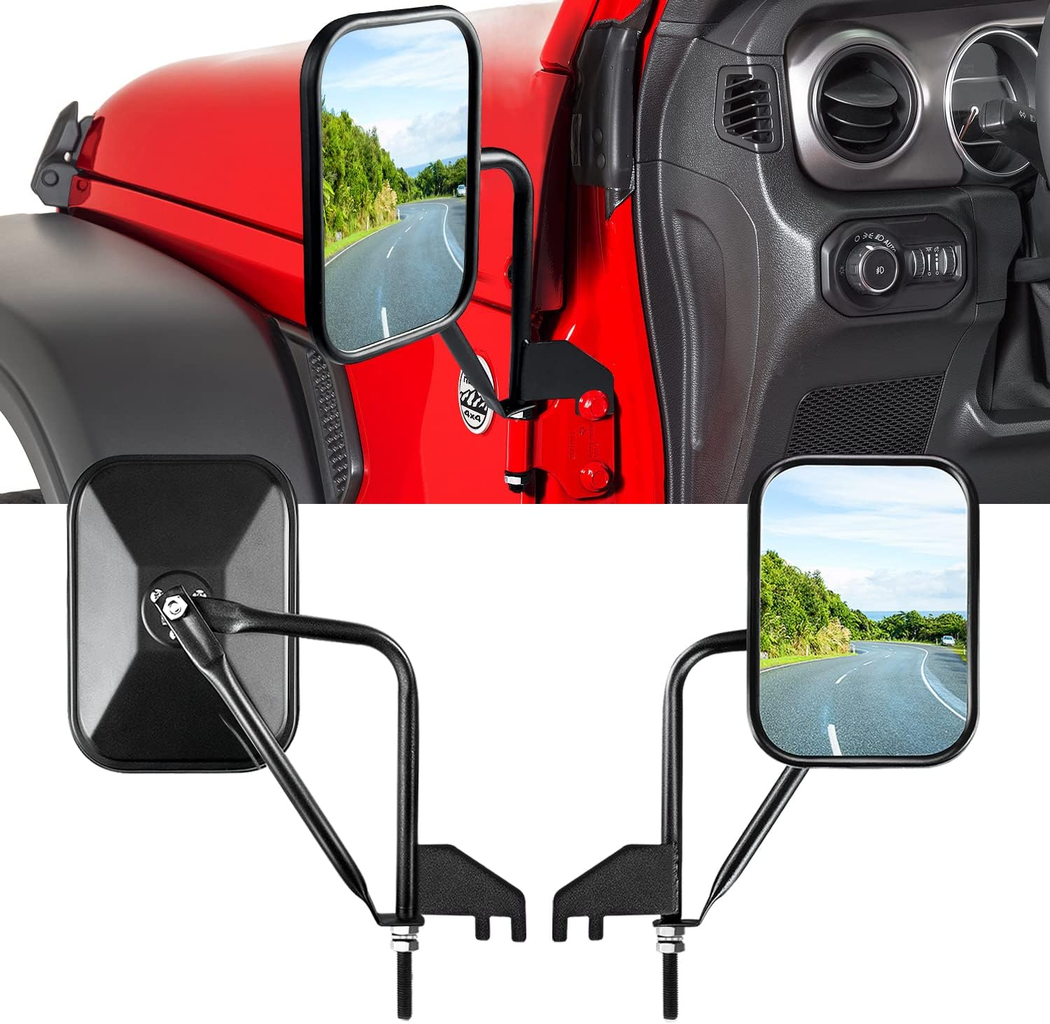 CALBEAU Doors-Off Side Mirrors For Jeep Wrangler JK (2007-2017) – Wider View With Blind Spot Mirrors