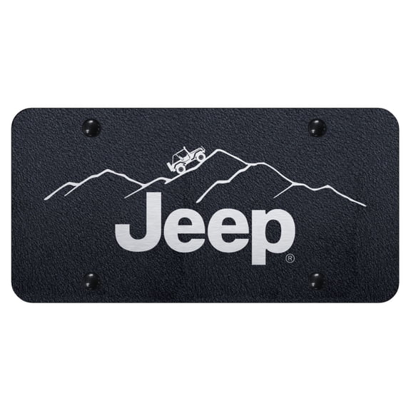 Jeep Mountain Laser Etched Logo License Plate (Rugged Black)