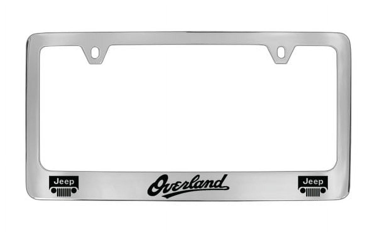 Jeep Logo Chrome Steel License Plate - 12x6 Inches, 3D Raised Logo, Stainless Steel, Includes Screw Caps