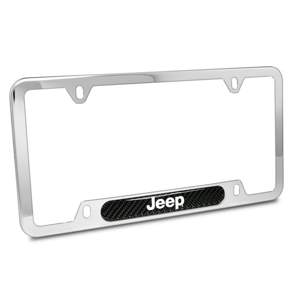Jeep Real Carbon Fiber Nameplate Chrome Stainless Steel License Plate Frame