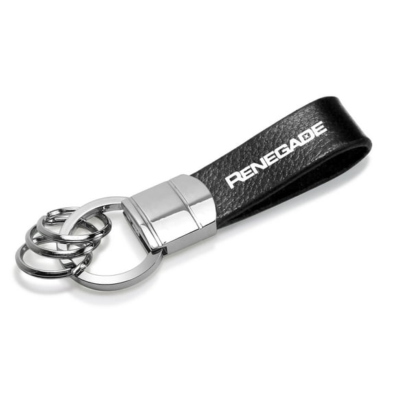 Jeep Renegade Genuine Black Leather Strap Loop Key Chain Key-ring Keychain
