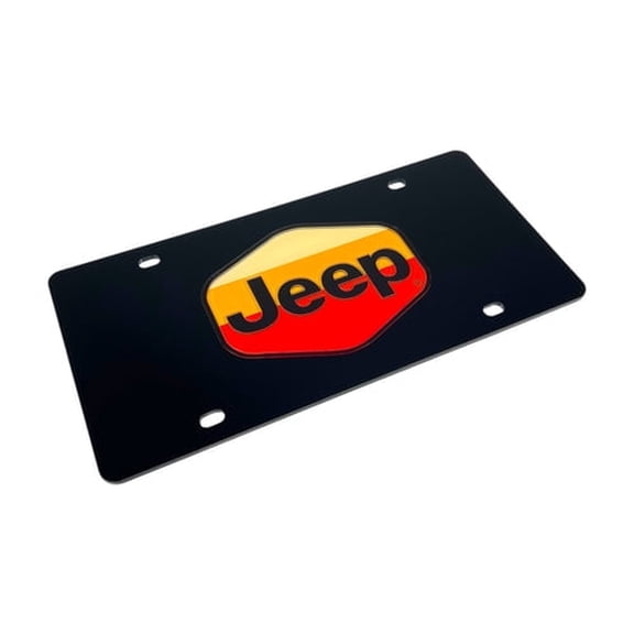 Jeep Retro Logo Black Acrylic License Plate Official Licensed