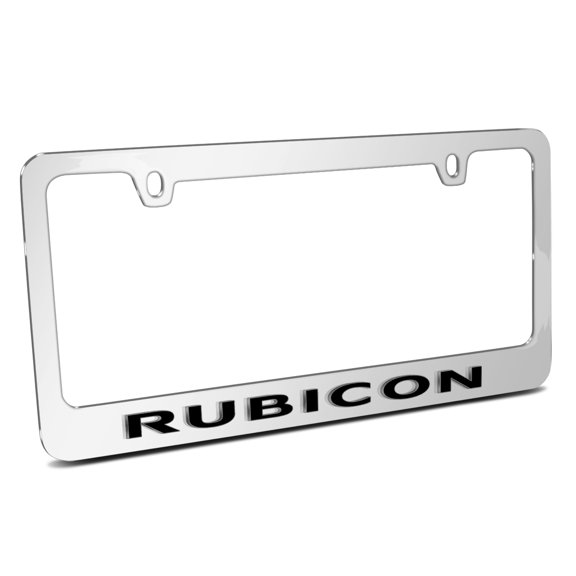 Jeep Rubicon in 3D American-Made Mirror Chrome Metal License Plate Frame