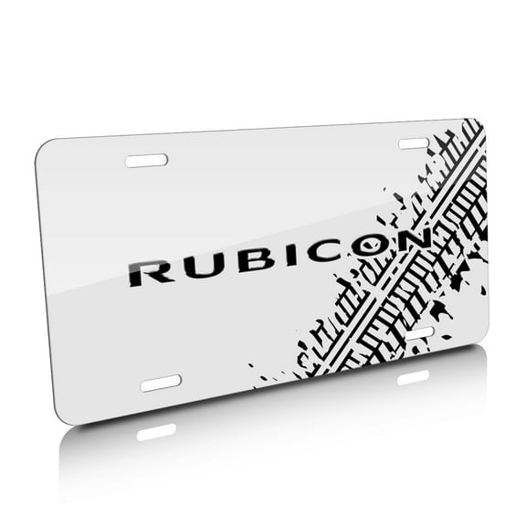 Jeep Rubicon on Off-Road Tire Mark Graphic White Special Aluminum Metal License Plate