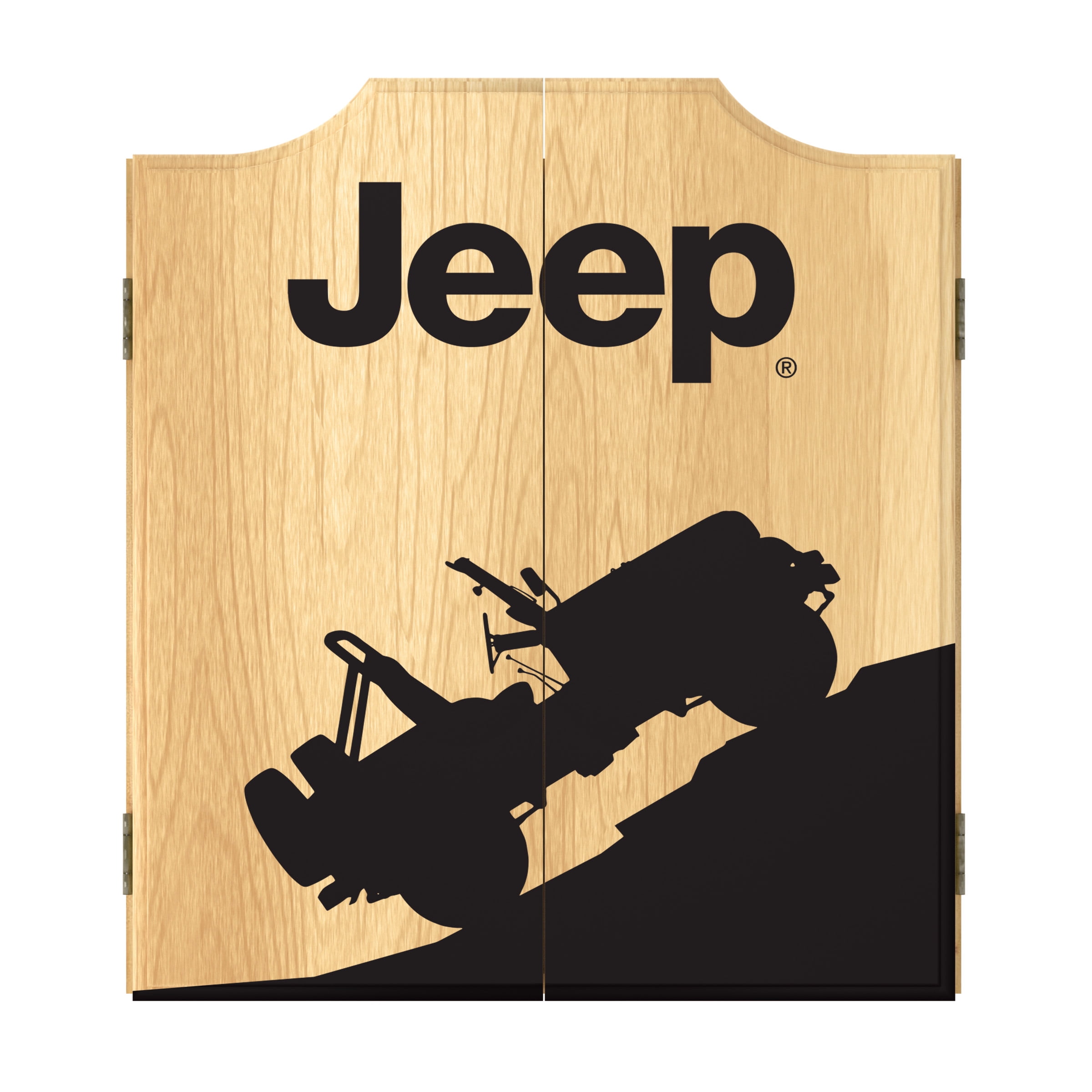 Jeep Silhouette Dart Board Cabinet Set with 6 Steel Tip Darts