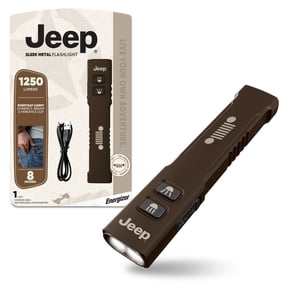Jeep Rechargeable LED Flashlight, Bright 1,250 Lumens, Sleek Metal Mini EDC Torch Light, Compact, Ultra Bright for Camping, Emergency, Running and Hunting