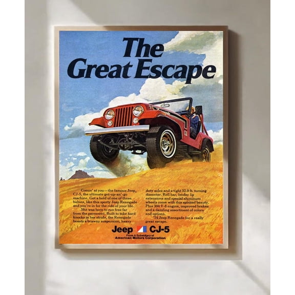 Jeep The Great Escape Adventure Garage Decor, Unframed Poster