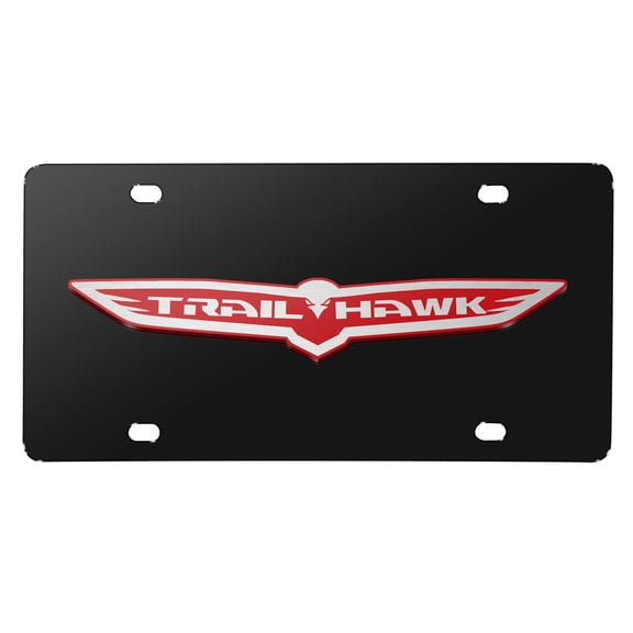 Jeep Trailhawk 3D Logo Black Stainless Steel License Plate