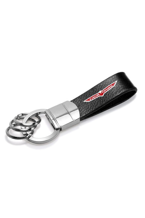 Jeep Trailhawk Genuine Black Leather Strap Loop Key Chain Key-ring Keychain