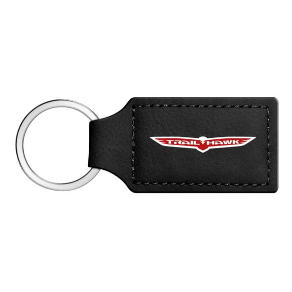 Jeep Trailhawk Rectangular Black Leatherette Key Chain