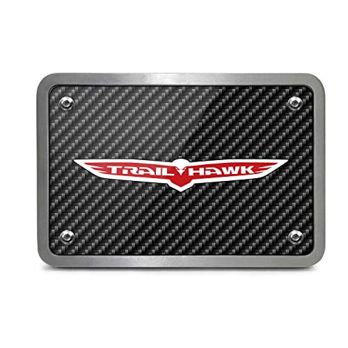 Jeep Trailhawk UV Graphic Carbon Fiber Look Thick Solid Billet Aluminum 2 inch Tow Hitch Cover