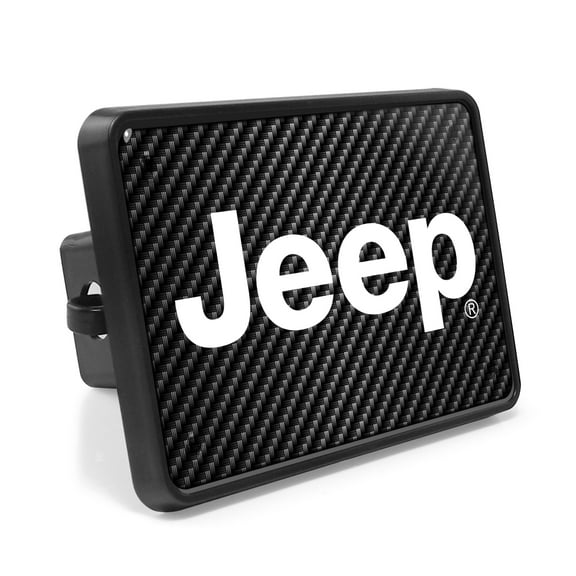 Jeep UV Graphic Carbon Fiber Look Metal Face-Plate on ABS Plastic 2 Tow Hitch Cover