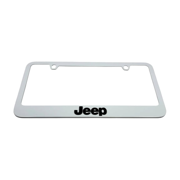 Jeep Logo 3D Logo White Zinc Alloy License Plate Frame Official Licensed