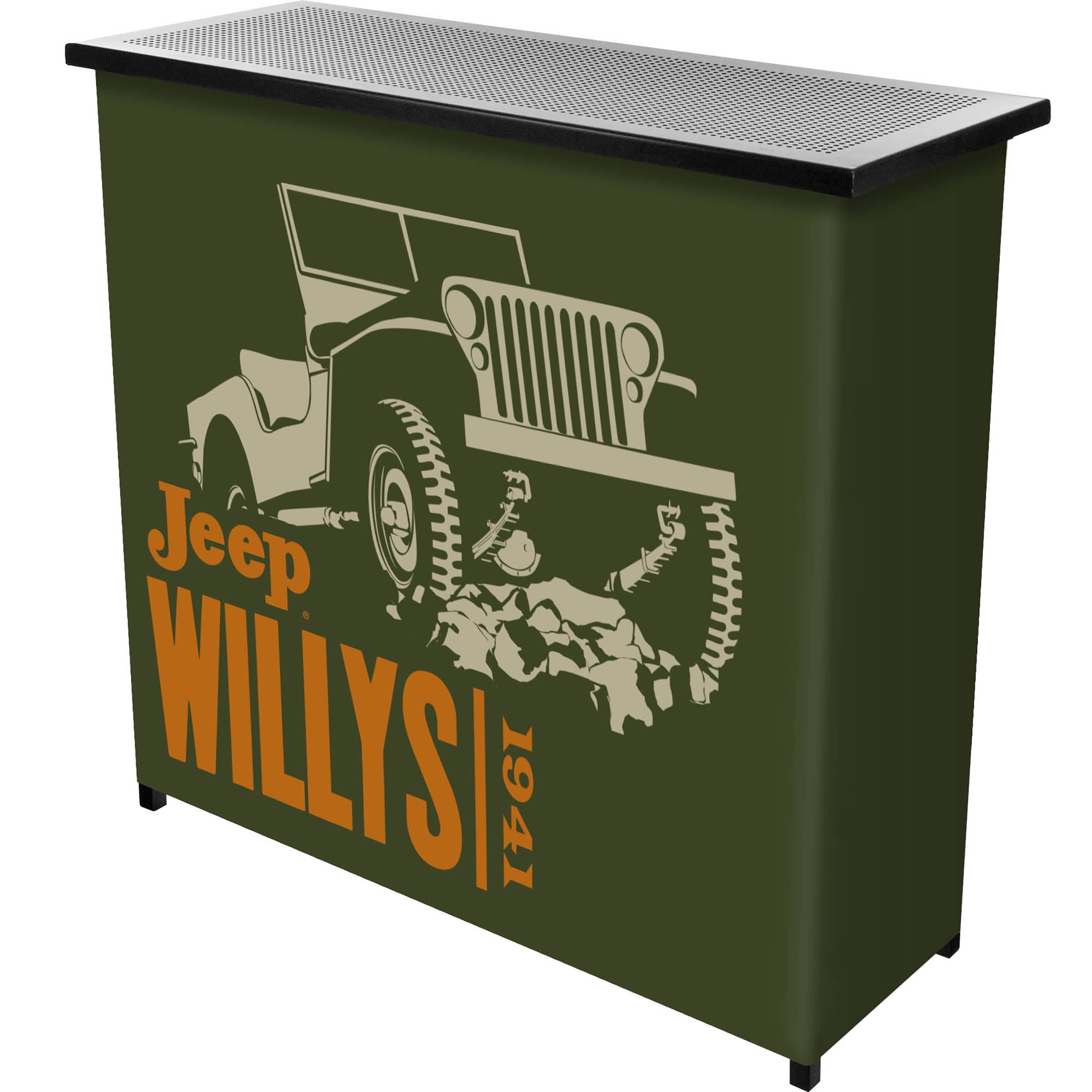 Jeep Willys Green Indoor or Outdoor Portable Bar with 2 Shelves