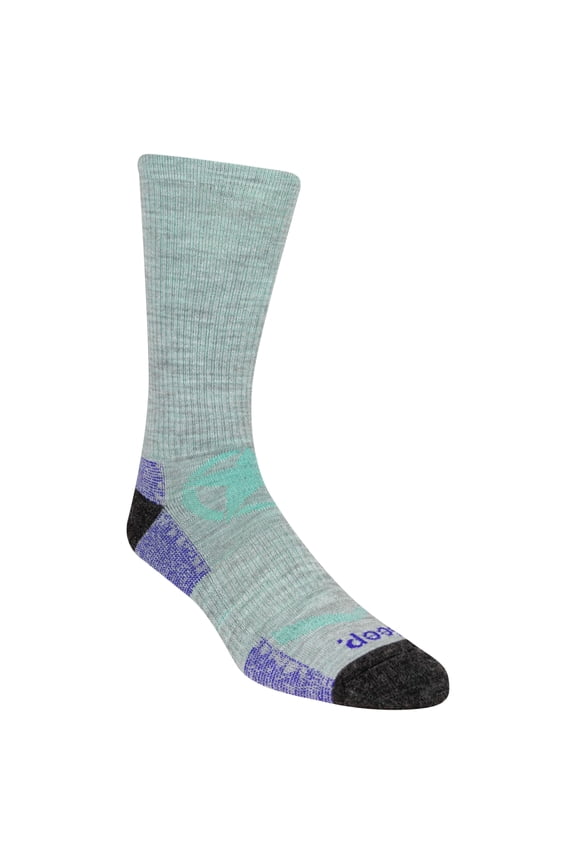 Women's Wool Blend Logo Crew Socks - Breathable Comfort, Gray,
