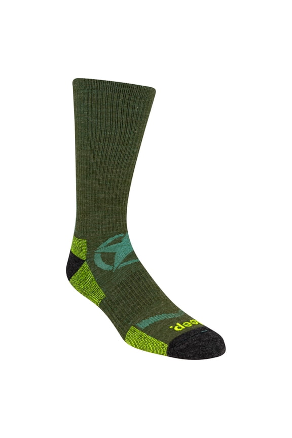 Women's Wool Blend Logo Crew Socks - Breathable Comfort, Green,