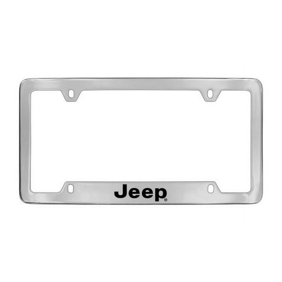 Jeep Wordmark Chrome Plated Metal Bottom Engraved License Plate Frame Holder