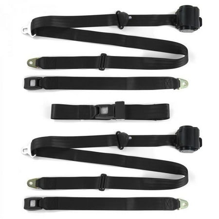 Jeep Wrangler 1987-1996 Standard 3 Point Black Retractable Bench Seat Belt Kit - 3 Belts