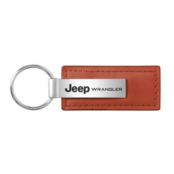 Jeep Wrangler Brown Rectangular Leather Key Chain