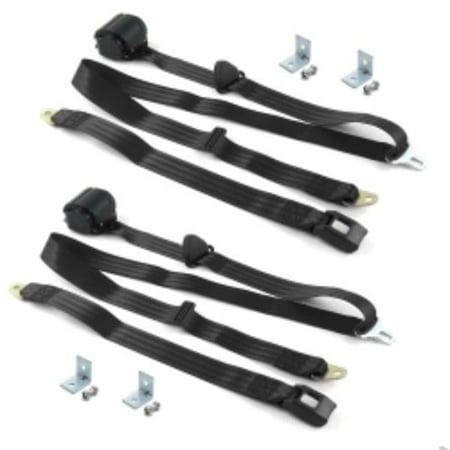 Jeep Wrangler-TJ 1997-2006 Standard 3 Point Black Retractable Bucket Seat Belt Kit with Bracketry - 2 Belts