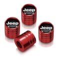 thumbnail image 1 of Jeep in Black on Red Cylinder-Style Premium Anodized Aluminum Tire Valve Stem Caps - Set of 4, 1 of 4