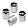 thumbnail image 1 of Jeep in Black on Shining Silver Aluminum Cylinder-Style Tire Valve Stem Caps, 1 of 4