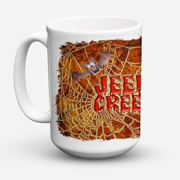 Jeepers Creepers with Bat and Spider web Halloween Coffee Mug 15 oz