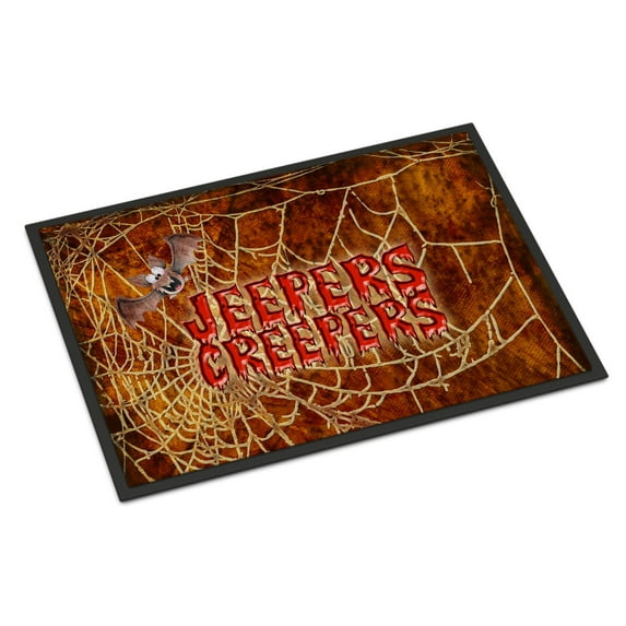 Jeepers Creepers with Bat and Spider web Halloween Doormat 18x27