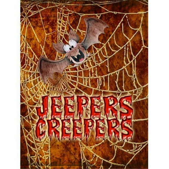 Jeepers Creepers with Bat and Spider web Halloween Flag Garden Size