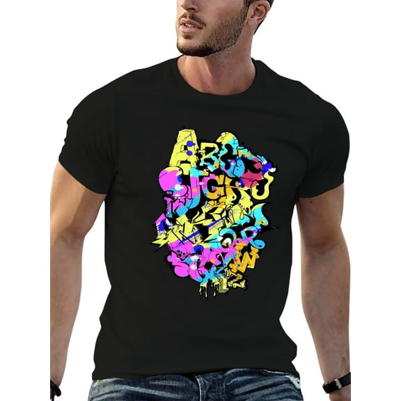 JeeweySaucy pure cotton men's business casual T-shirt: eye-catching  & badge design, round neck, short sleeves, versatile for business & daily wear, summer-friendly