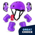 thumbnail image 1 of JEEXI 7 Pack Kids Protective Gear with Helmet, Knee & Elbow Pads, Wrist Guards for Skateboard, Roller Skates, Bike, Scooter (Purple), 1 of 10