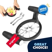 Jeexi Apple Slicer + 2 Mini Forks - [Ultra-Sharp] Stainless Steel Corer Cutter, Professional 8 Blades Apple Cutter, Sharp Pear Divider Wedger with Comfortable Handle
