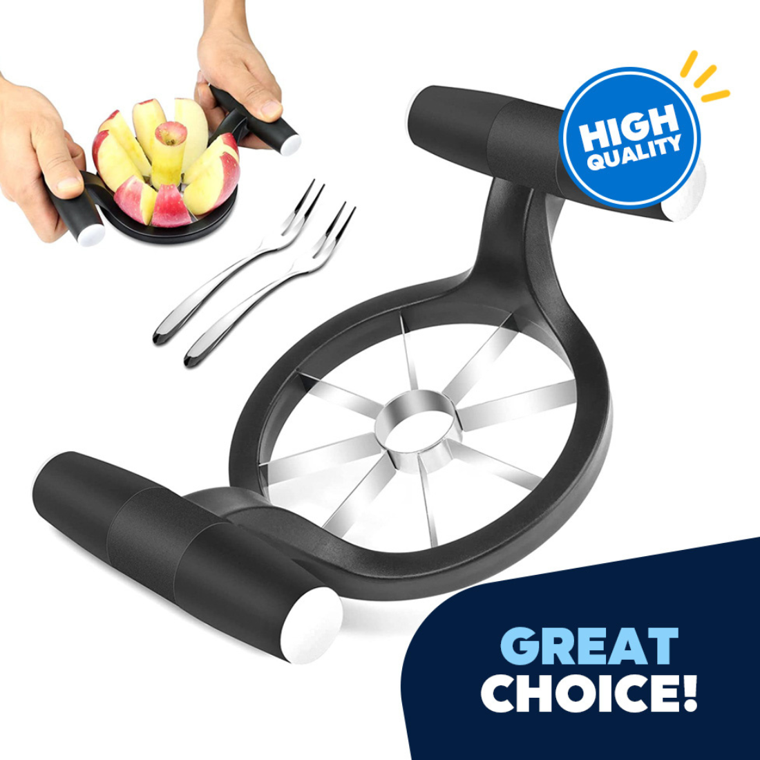 "Norpro Nonslip Grip EZ Apple Fruit Wedger & Corer, Stainless Steel