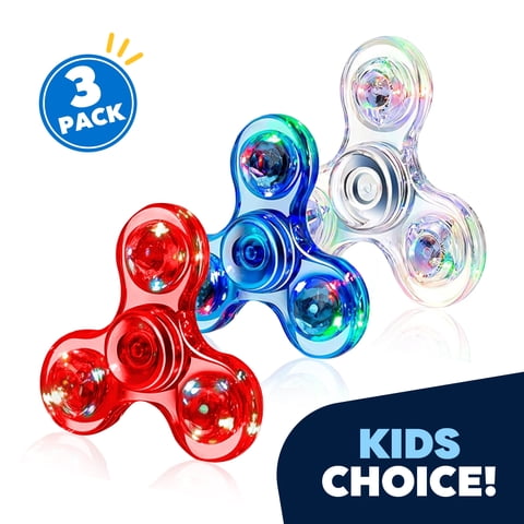 Jeexi LED Light Fidget Spinner - 2 Pack, Lighting Fidget Hand Finger Spinner Toy - Stress Reduction and Anxiety Relief Great Gif for Children, Kids & Adults