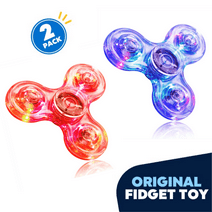 Jeexi LED Light Fidget Spinner - 2 Pack, Lighting Fidget Hand Finger Spinner Toy - Stress Reduction and Anxiety Relief Great Gif for Children, Kids & Adults
