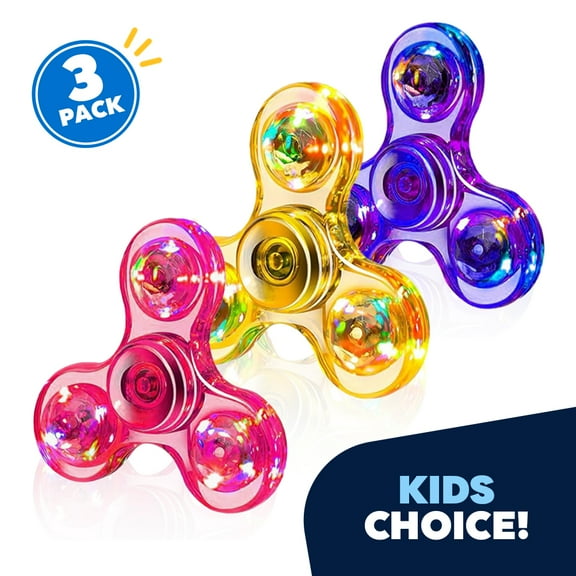 Jeexi LED Light Fidget Spinner - 3 Pack, Lighting Fidget Hand Finger Spinner Toy - Stress Reduction and Anxiety Relief Great Gif for Children, Kids & Adults (Purple, Pink & Yellow)
