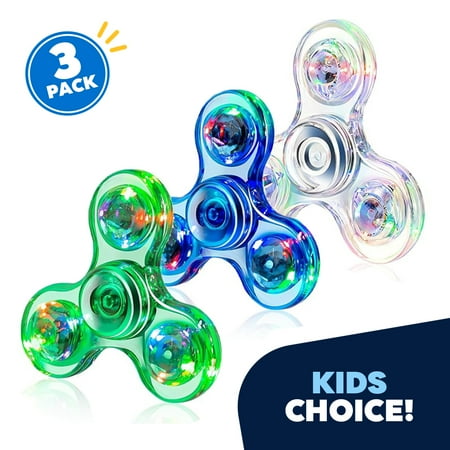 Jeexi LED Light Fidget Spinner - 3 Pack, Lighting Fidget Hand Finger Spinner Toy - Stress Reduction and Anxiety Relief Great Gif for Children, Kids & Adults