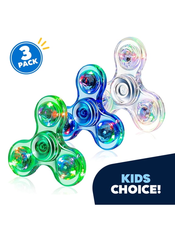 LED Light Fidget Spinner - 3 Pack, Lighting Fidget Hand Finger Spinner Toy - Stress Reduction and Anxiety Relief Great Gif for Children, Kids & Adults