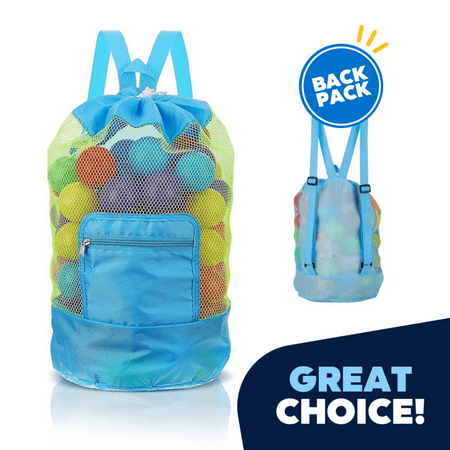 Jeexi Large Mesh Beach Bag Tote Durable Sea Backpack, Sand Away Drawstring Beach Backpack Swim and Pool Toys Balls Storage Bags Packs, Stay Away from Sand and Water - Toys Not Included