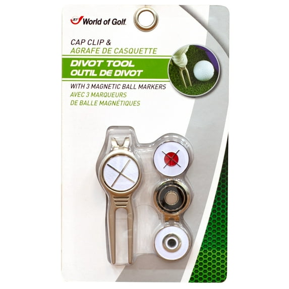 Jef World Of Golf Divot Tool & Cap Clip White