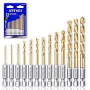Jefe Hex Titanium Drill Bits Set, 13 Pieces